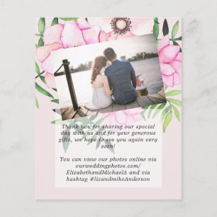 Pink Blush Mint Floral PHOTO Thank You Wedding