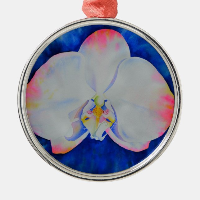 Pink Blush Orchid Metal Tree Decoration (Front)