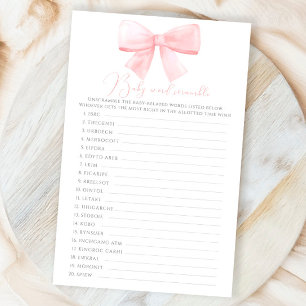 Pink Blush Pastel Bow Baby Word Scramble Game
