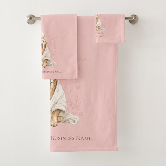 Pink Blush Personalized Dog Groomer Spa Towel (Insitu)