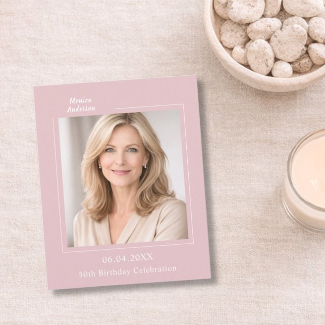 Pink blush photo birthday invitation (Creator Uploaded)