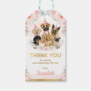 Pink Blush Puppy Dogs Girl Baby Shower Favours Gift Tags