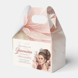 Pink Blush Rose Elegant Quinceañera Favor Favour Box