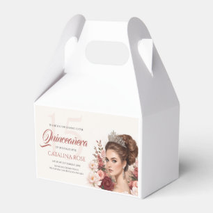 Pink Blush Rose Elegant Quinceañera Favor Favour Box