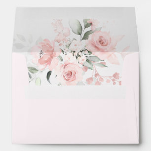 Pink Blush Rose Floral  Envelope