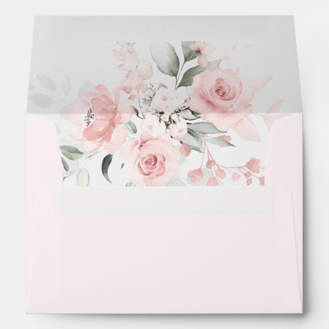 Pink Blush Rose Floral  Envelope (Back (Bottom))