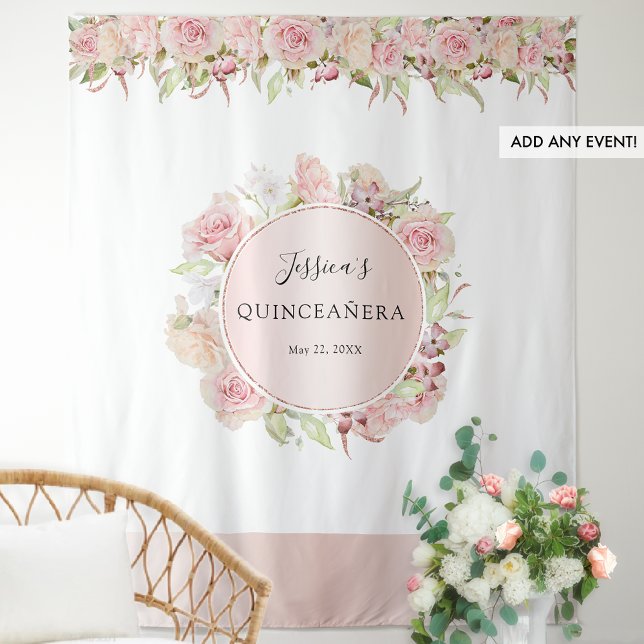 Pink, Blush, Rose Gold Any Event Photo Backdrop Tapestry (Creator Uploaded)