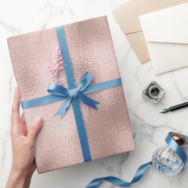 Pink Blush Rose Gold Birthday  Wrapping Paper (Gifting)