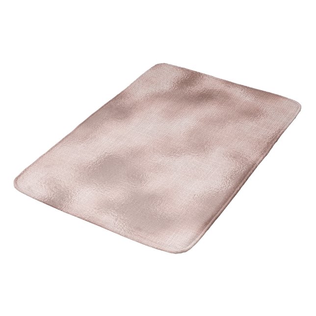 Pink Blush Rose Gold Bridal Shower Bath Mat (Angled)