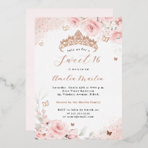 Pink Blush Rose Gold Butterfly Sweet 16   