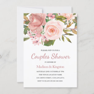 Pink Blush Rose Gold Couples Shower Invite