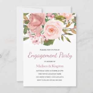 Pink Blush Rose Gold Engagement Party Invite