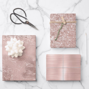 Pink Blush Rose Gold Girly Glam Birthday  Wrapping Paper Sheet