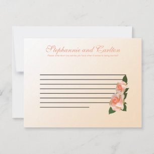 Pink Blush Rose Wedding Writable Advice Card