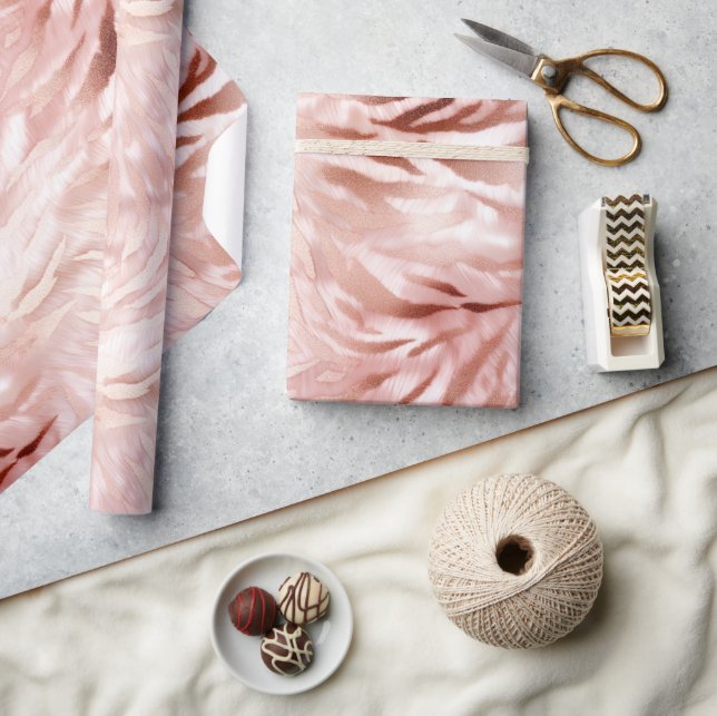 Pink Blush Rose Zebra Animal Wrapping Paper (Crafts)