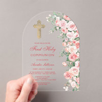 Pink Blush Roses Arch First Communion