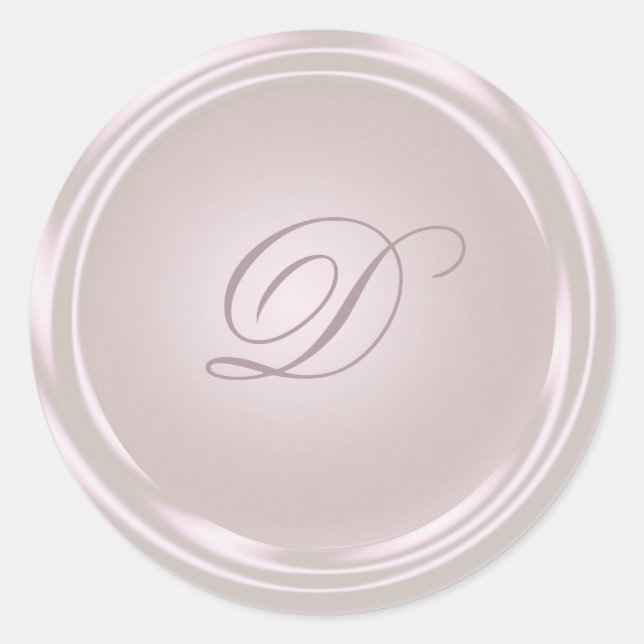 Pink Blush Round Monogram Classic Round Sticker (Front)