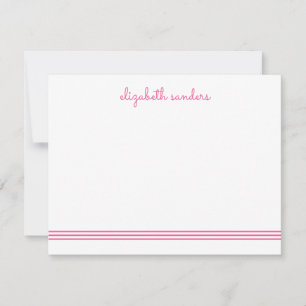Pink Blush Script Triple Stripe Modern Trendy Card