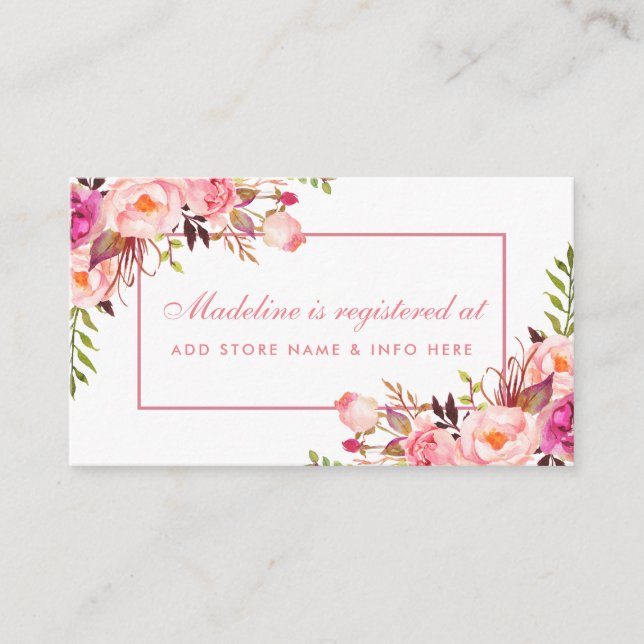 Pink Blush Shower Registry Insert Card (Front)
