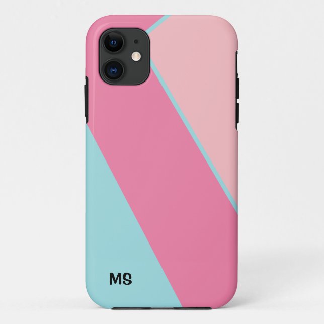Pink blush sky blue modern abstract geometry Case-Mate iPhone case (Back)