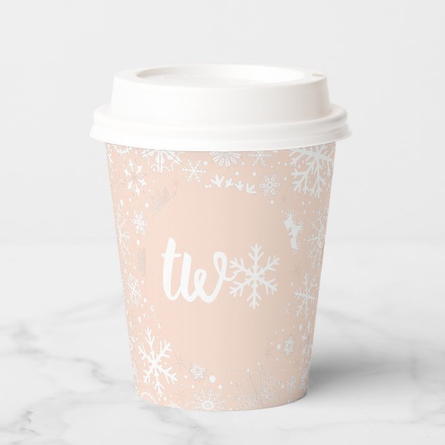 Pink Blush Snowflake TWO Paper Cup (Front)