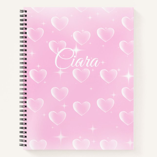 Pink Blush Sparkle And Hearts  Notebook (Front)
