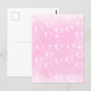 Pink Blush Sparkle And Hearts  Postcard
