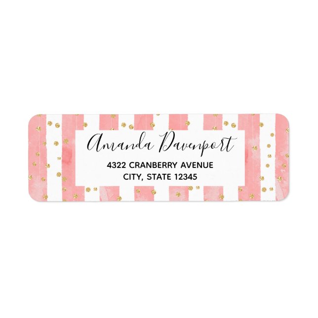 Pink Blush Stripes | Faux Gold Confetti (Front)