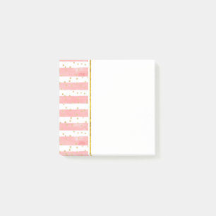 Pink Blush Stripes Faux Gold Confetti Post-it Notes