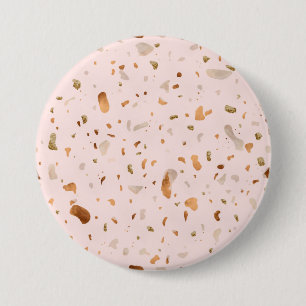 Pink Blush Terrazzo With Gold Copper Spots 7.5 Cm Round Badge
