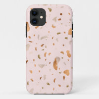 Pink Blush Terrazzo With Gold Copper Spots