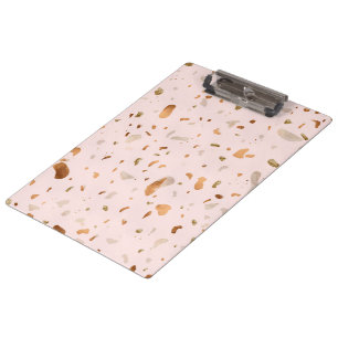 Pink Blush Terrazzo With Gold Copper Spots Clipboard