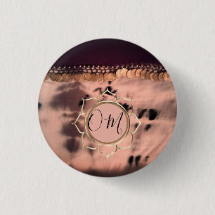 Pink Blush Tie Dye OM Lotus 3 Cm Round Badge
