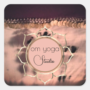 Pink Blush Tie Dye OM Lotus Business Logo Square Sticker