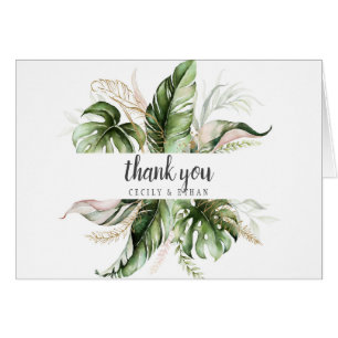 Pink Blush Tropical Greenery Wedding Thank You
