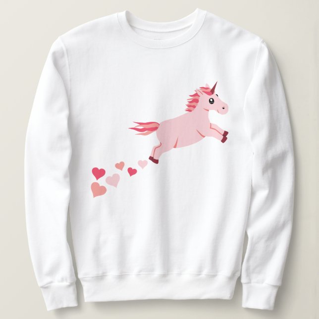 Pink Blush Unicorn Hearts  Sweatshirt (Design Front)