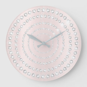 Pink Blush Vip Grey Silver Diamond Infinity Gemmes Large Clock