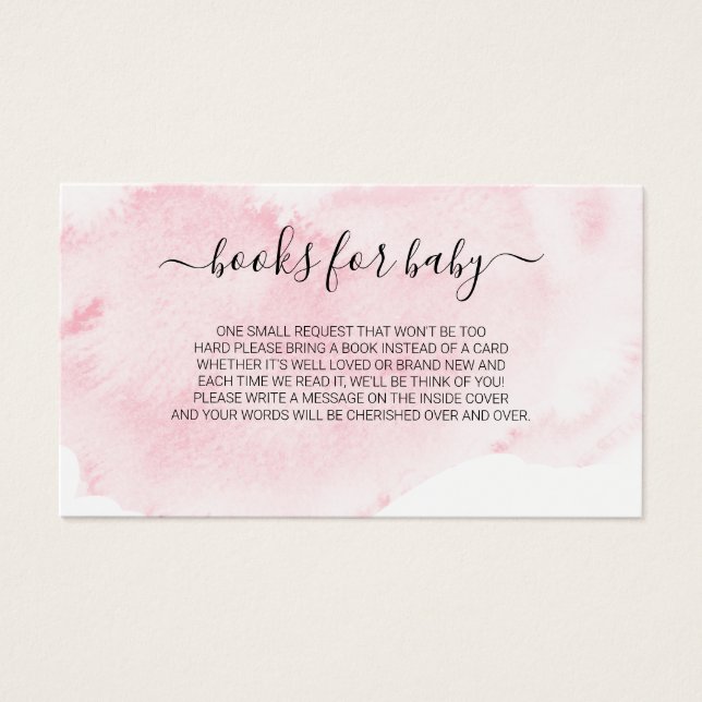 Pink Blush Watercolor Book Request for Baby Shower (Front)