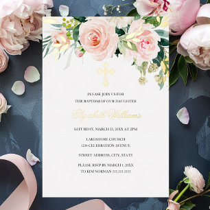 Pink Blush Watercolor Floral Girl Baptism