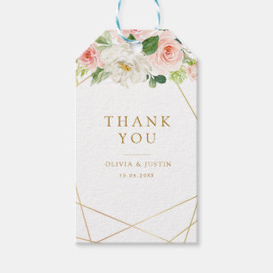 Pink blush watercolor geometric wedding gift tags