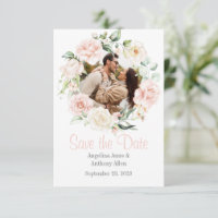 Pink Blush Watercolor Photo Floral Wedding