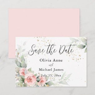 Pink Blush Watercolor Roses Save the Date