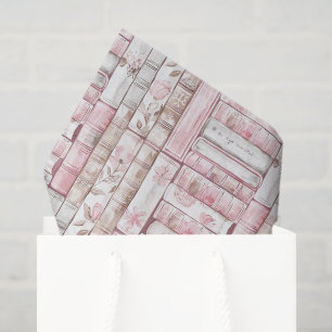 Pink Blush White Books Birthday Tissue Paper