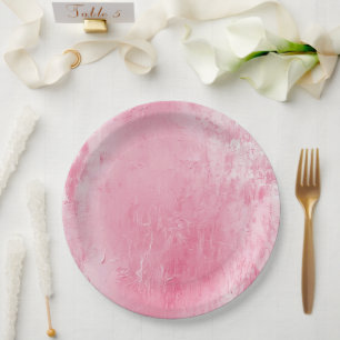Pink Blush White Bridal Shower Paper Plate