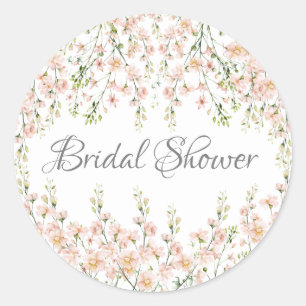 Pink Blush Wildflowers Elegant Floral Bridal  Classic Round Sticker