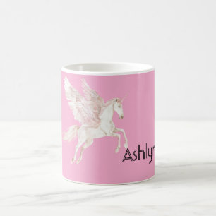 Pink blush winged unicorn coffee mug