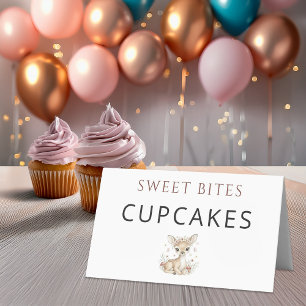 Pink Blush Woodland Deer Girl Baby Shower Cupcakes Place Card