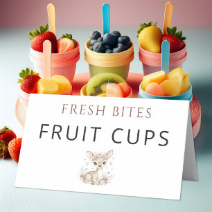 Pink Blush Woodland Deer Girl Baby Shower Fruit Place Card