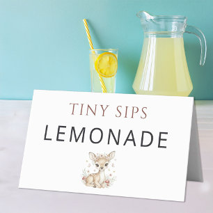 Pink Blush Woodland Deer Girl Lemonade Place Card