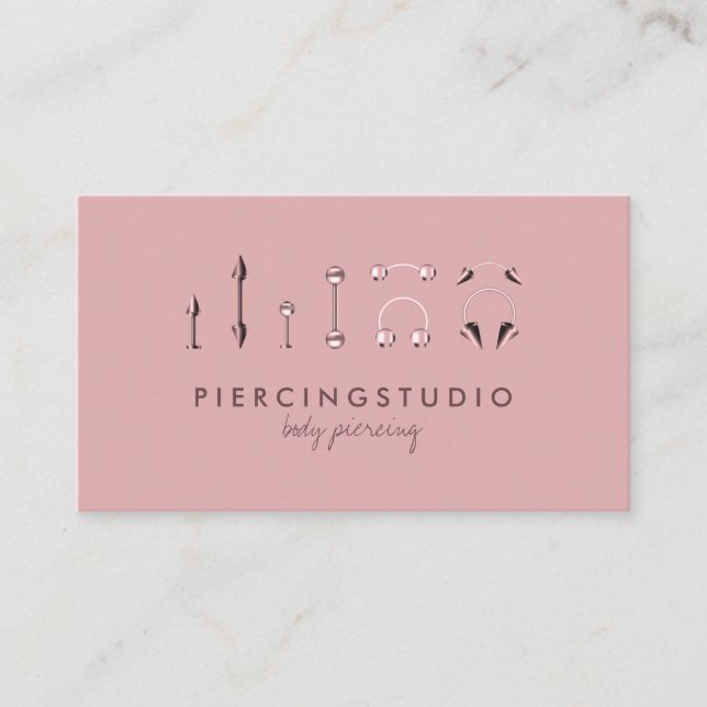 Pink Body Jewellery Boho Chic Store Piercing Business Card (Front)